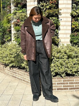 「Ungrid（アングリッド）のアイテム（ブルゾン）」を使った、丸山彩也夏さん（レディース・161cm）の秋コーディネート