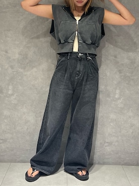 「Ungrid（アングリッド）のアイテム（パーカー）」を使った、丸山彩也夏さん（レディース・161cm）の夏コーディネート