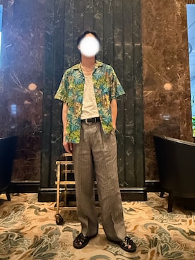 「アロハシャツ」｜ふくみさん（メンズ・175cm）の夏コーディネート