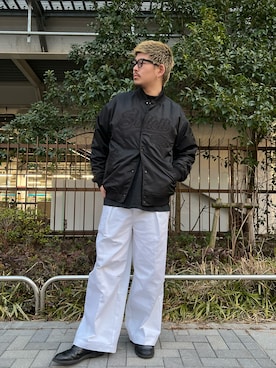 「schott（ショット）のアイテム（スタジャン）」を使った、ミチさん（メンズ・182cm）の冬コーディネート