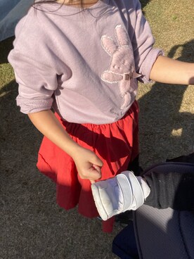 「ASICS（アシックス）のasics アシックス ファブレファーストSL3 (12-135) TUF123 0195 ホワイト/CPGL（スニーカー）」を使った、✿ライオンとウサギちゃん✿さん（キッズ・100cm）の秋コーディネート