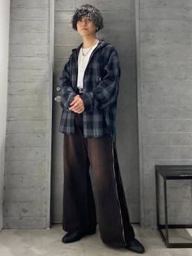 「アイテム（デニムパンツ、レッド系）」を使った、ぬまさん（メンズ・166cm）の秋コーディネート