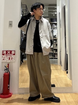 「LAKOLE（ラコレ）のタンクソールビットローファー / 182121（ローファー、ブラック系）」を使った、ぬまさん（メンズ・166cm）の春コーディネート