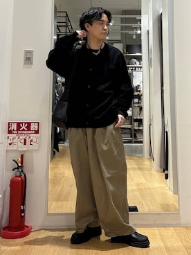 「LAKOLE（ラコレ）のタンクソールビットローファー / 182121（ローファー、ブラック系）」を使った、ぬまさん（メンズ・166cm）の春コーディネート