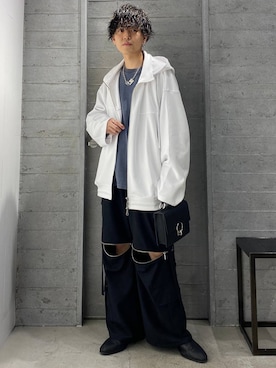 「HARE（ハレ）の2WAY-ZIPカーゴパンツ(HARE)（カーゴパンツ）」を使った、ぬまさん（メンズ・166cm）の夏コーディネート