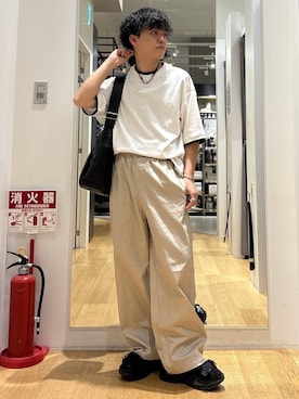 「HARE（ハレ）のビルディングソールサンダル(HARE)（サンダル、ブラック系）」を使った、ぬまさん（メンズ・166cm）の夏コーディネート