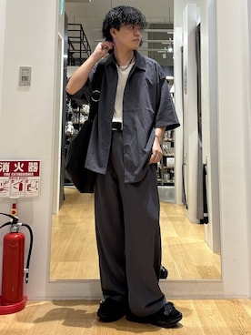 「HARE（ハレ）のファイヤーマンベルト(HARE)（ベルト、ブラック系）」を使った、ぬまさん（メンズ・166cm）の夏コーディネート