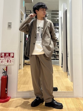 「LAKOLE（ラコレ）のタンクソールビットローファー / 182121（ローファー、ブラック系）」を使った、ぬまさん（メンズ・166cm）の春コーディネート