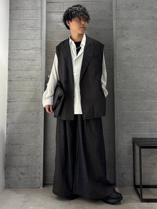 HARE ベスト ブラック HARE ベスト ジレ 「SET UP対応」シックリラックスカットオフ