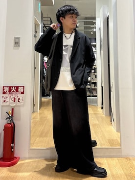 「LAKOLE（ラコレ）のタンクソールビットローファー / 182121（ローファー、ブラック系）」を使った、ぬまさん（メンズ・166cm）の春コーディネート