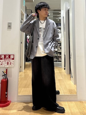 「LAKOLE（ラコレ）のタンクソールビットローファー / 182121（ローファー、ブラック系）」を使った、ぬまさん（メンズ・166cm）の春コーディネート