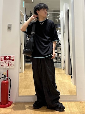 「HARE（ハレ）のビルディングソールサンダル(HARE)（サンダル、ブラック系）」を使った、ぬまさん（メンズ・166cm）の夏コーディネート