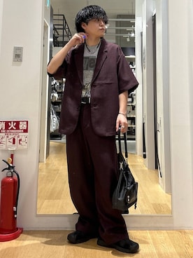 「HARE（ハレ）のファイヤーマンベルト(HARE)（ベルト、ブラック系）」を使った、ぬまさん（メンズ・166cm）の春コーディネート