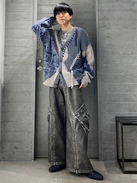 ステッチキリカエニットカーディガン(HARE)を使った人気