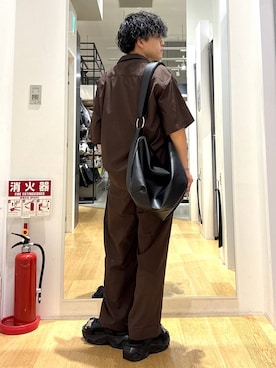 「HARE（ハレ）のビルディングソールサンダル(HARE)（サンダル、ブラック系）」を使った、ぬまさん（メンズ・166cm）の夏コーディネート