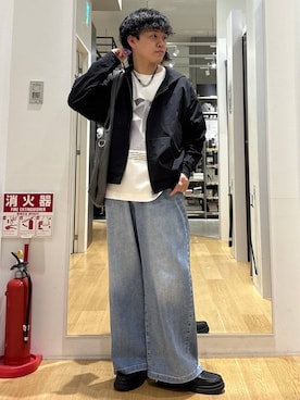 「LAKOLE（ラコレ）のタンクソールビットローファー / 182121（ローファー、ブラック系）」を使った、ぬまさん（メンズ・166cm）の春コーディネート