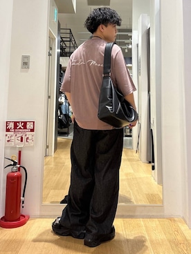 「HARE（ハレ）のビルディングソールサンダル(HARE)（サンダル、ブラック系）」を使った、ぬまさん（メンズ・166cm）の夏コーディネート