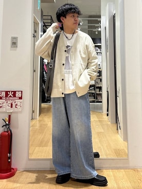 「LAKOLE（ラコレ）のタンクソールビットローファー / 182121（ローファー、ブラック系）」を使った、ぬまさん（メンズ・166cm）の春コーディネート