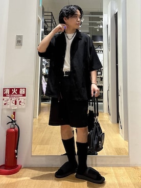 「HARE（ハレ）のファイヤーマンベルト(HARE)（ベルト、ブラック系）」を使った、ぬまさん（メンズ・166cm）の春コーディネート