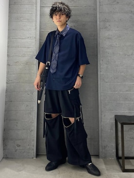 「HARE（ハレ）の2WAY-ZIPカーゴパンツ(HARE)（カーゴパンツ）」を使った、ぬまさん（メンズ・166cm）の夏コーディネート