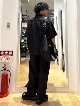 「HARE（ハレ）のビルディングソールサンダル(HARE)（サンダル、ブラック系）」を使った、ぬまさん（メンズ・166cm）の夏コーディネート