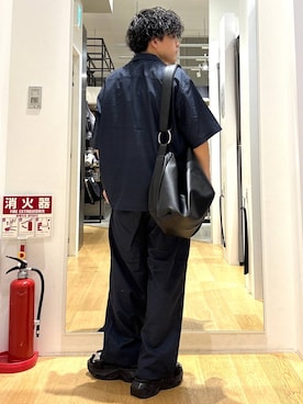 「HARE（ハレ）のビルディングソールサンダル(HARE)（サンダル、ブラック系）」を使った、ぬまさん（メンズ・166cm）の夏コーディネート