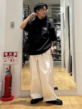 「LAKOLE（ラコレ）のタンクソールビットローファー / 182121（ローファー、ブラック系）」を使った、ぬまさん（メンズ・166cm）の春コーディネート