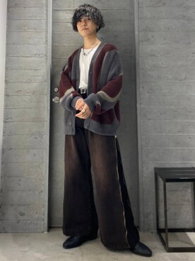 「アイテム（デニムパンツ、レッド系）」を使った、ぬまさん（メンズ・166cm）の秋コーディネート