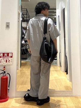 「HARE（ハレ）のビルディングソールサンダル(HARE)（サンダル、ブラック系）」を使った、ぬまさん（メンズ・166cm）の夏コーディネート