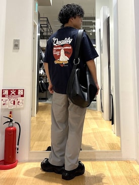 「HARE（ハレ）のビルディングソールサンダル(HARE)（サンダル、ブラック系）」を使った、ぬまさん（メンズ・166cm）の夏コーディネート