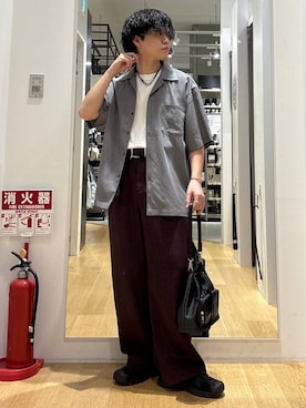 「HARE（ハレ）のファイヤーマンベルト(HARE)（ベルト、ブラック系）」を使った、ぬまさん（メンズ・166cm）の春コーディネート