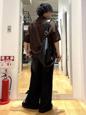 「HARE（ハレ）のビルディングソールサンダル(HARE)（サンダル、ブラック系）」を使った、ぬまさん（メンズ・166cm）の夏コーディネート