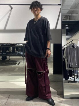 「アイテム（パンツ、レッド系）」を使った、ぬまさん（メンズ・166cm）の夏コーディネート