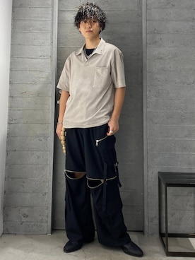 「HARE（ハレ）の2WAY-ZIPカーゴパンツ(HARE)（カーゴパンツ）」を使った、ぬまさん（メンズ・166cm）の夏コーディネート