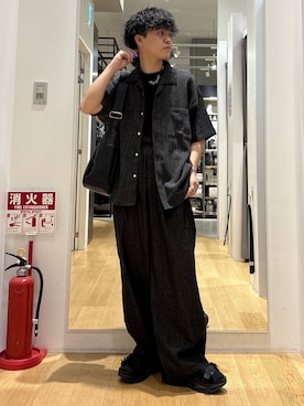 「HARE（ハレ）のビルディングソールサンダル(HARE)（サンダル、ブラック系）」を使った、ぬまさん（メンズ・166cm）の夏コーディネート