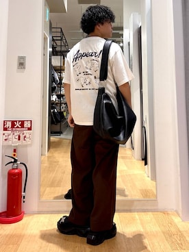 「HARE（ハレ）のビルディングソールサンダル(HARE)（サンダル、ブラック系）」を使った、ぬまさん（メンズ・166cm）の夏コーディネート