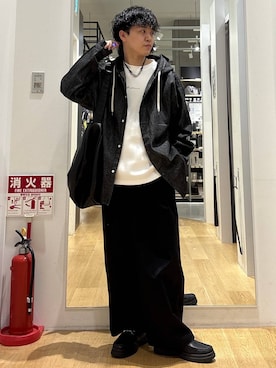 「LAKOLE（ラコレ）のタンクソールビットローファー / 182121（ローファー、ブラック系）」を使った、ぬまさん（メンズ・166cm）の春コーディネート