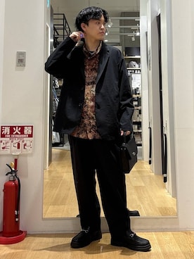 「LAKOLE（ラコレ）のタンクソールビットローファー / 182121（ローファー、ブラック系）」を使った、ぬまさん（メンズ・166cm）の春コーディネート