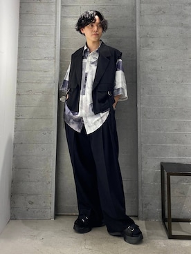 「HARE（ハレ）のアイテム（ベスト）」を使った、ぬまさん（メンズ・166cm）の春コーディネート