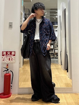 「HARE（ハレ）のファイヤーマンベルト(HARE)（ベルト、ブラック系）」を使った、ぬまさん（メンズ・166cm）の夏コーディネート