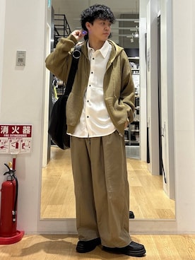 「LAKOLE（ラコレ）のタンクソールビットローファー / 182121（ローファー、ブラック系）」を使った、ぬまさん（メンズ・166cm）の春コーディネート