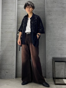 「アイテム（デニムパンツ、レッド系）」を使った、ぬまさん（メンズ・166cm）の夏コーディネート