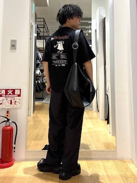 「HARE（ハレ）のビルディングソールサンダル(HARE)（サンダル、ブラック系）」を使った、ぬまさん（メンズ・166cm）の夏コーディネート