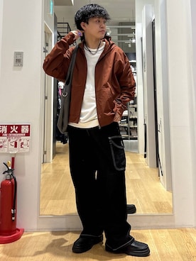 「LAKOLE（ラコレ）のタンクソールビットローファー / 182121（ローファー、ブラック系）」を使った、ぬまさん（メンズ・166cm）の春コーディネート