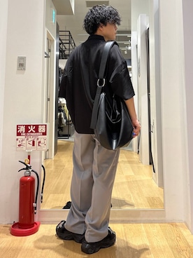 「LAKOLE（ラコレ）のベルト付トラウザー2 / 1042747（スラックス、グレー系）」を使った、ぬまさん（メンズ・166cm）の夏コーディネート