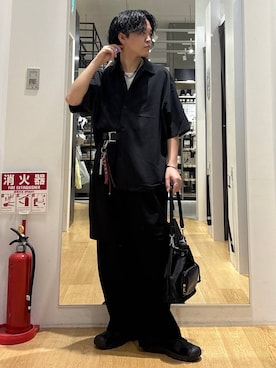 「HARE（ハレ）のファイヤーマンベルト(HARE)（ベルト、ブラック系）」を使った、ぬまさん（メンズ・166cm）の春コーディネート
