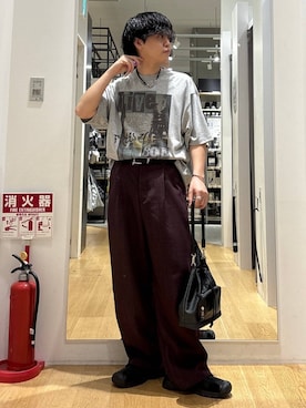 「LAKOLE（ラコレ）のメランジブッチャータックパンツ / 659680（その他パンツ、レッド系）」を使った、ぬまさん（メンズ・166cm）の春コーディネート