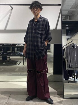 「アイテム（パンツ、レッド系）」を使った、ぬまさん（メンズ・166cm）の夏コーディネート