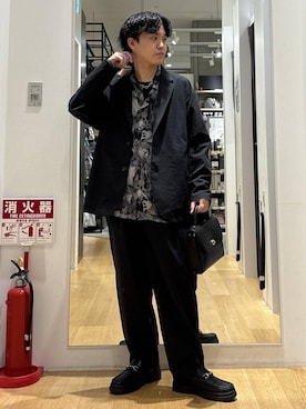 「LAKOLE（ラコレ）のタンクソールビットローファー / 182121（ローファー、ブラック系）」を使った、ぬまさん（メンズ・166cm）の春コーディネート