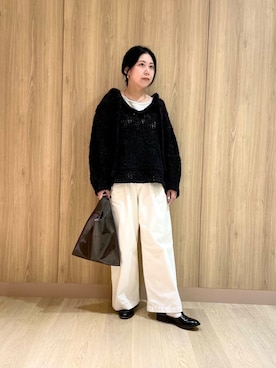 「かぐれ（カグレ）のコットン2タックワイドパンツ（その他パンツ）」を使った、sakaiさん（レディース・160cm）の秋コーディネート